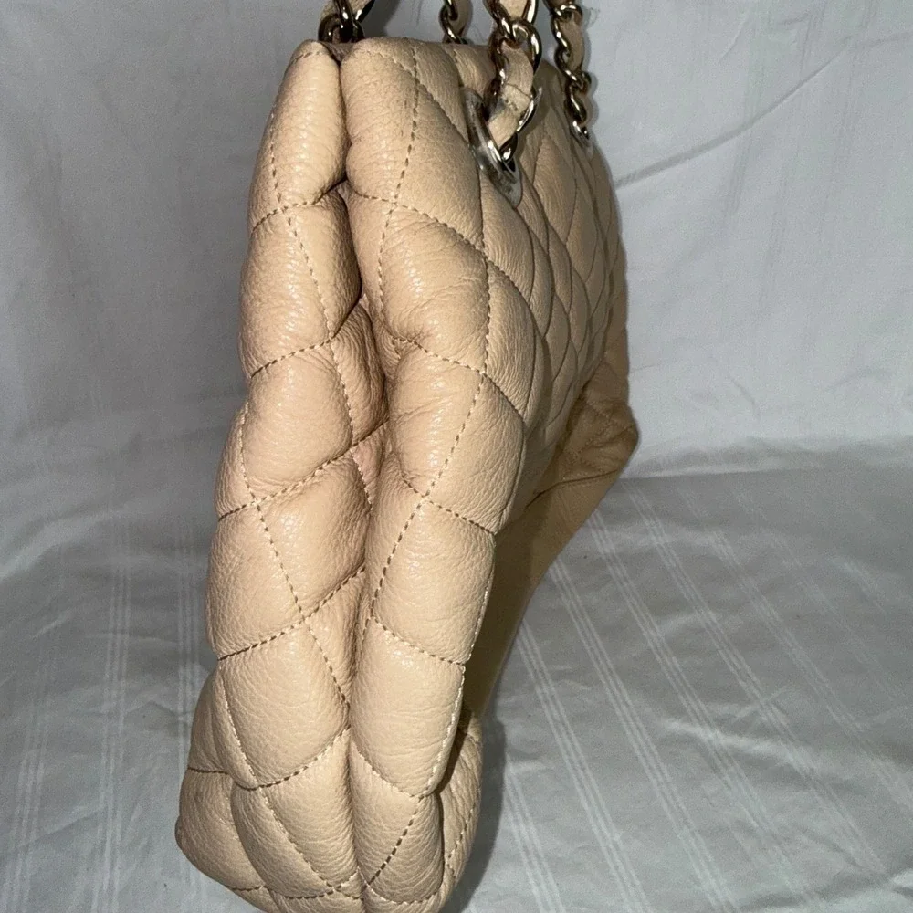 Kate‎ Spade New York Beige Quilted Leather Chain Strap Shoulder Tote Bag Large